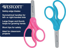 Westcott 5" Hard Handle Kids Scissors, Blunt, Assorted Colors, 2-Pack