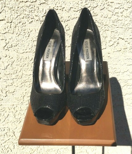 black sequin platform shoes