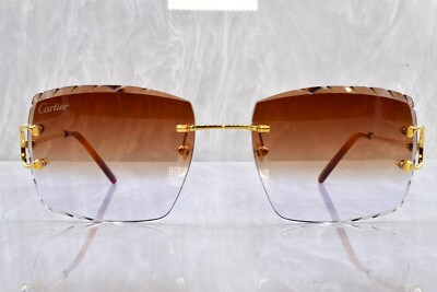 Cartier rimless Diamond cut sunglasses glasses BIG C decor CT0092O Piccadilly