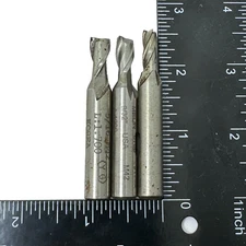 Lot of 3 End Mills Quinco 1/4" , Melin 9/32" USA ,  Y.G-1 Tool Company 5/16"
