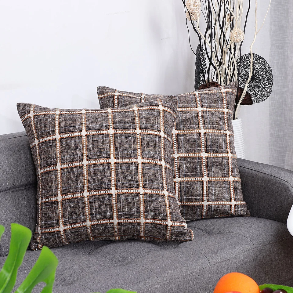 Buffalo Check Plaid Throw Pillow Case Cushion Cover Farmhouse Decoration Linen - Image 4 of 4