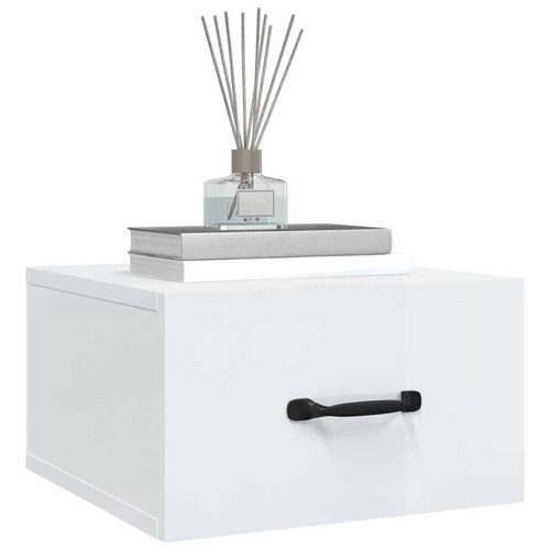 NNEVL Wall-mounted Bedside Cabinets 2 pcs High Gloss White 35x35x20 cm - Picture 4 of 10
