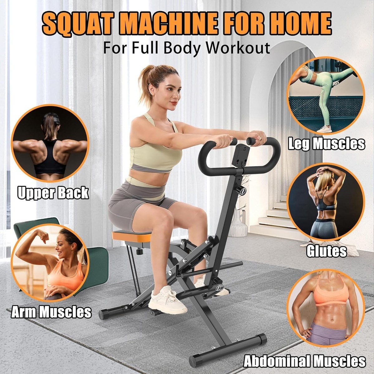 Row Machine Power Rider Total Crunch Abdominal Squat Glutes Exercise ...