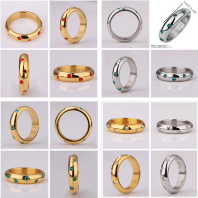 18K White Gold / Gold GP Inlay Crystal 5mm Wedding Engagement Band Ring ...