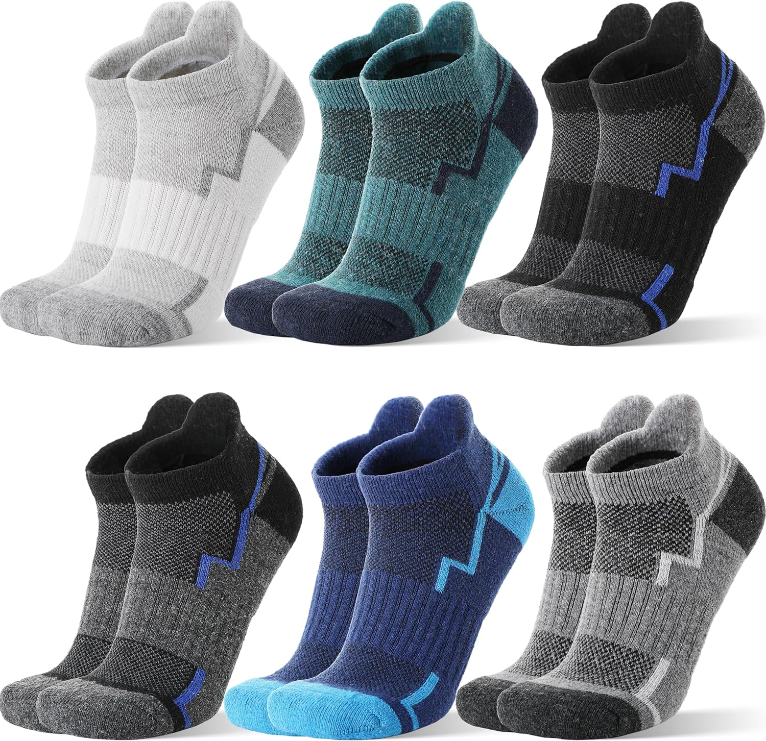 6 Pairs Merino Wool Ankle Hiking Running Socks Compression Support Thick Athleti