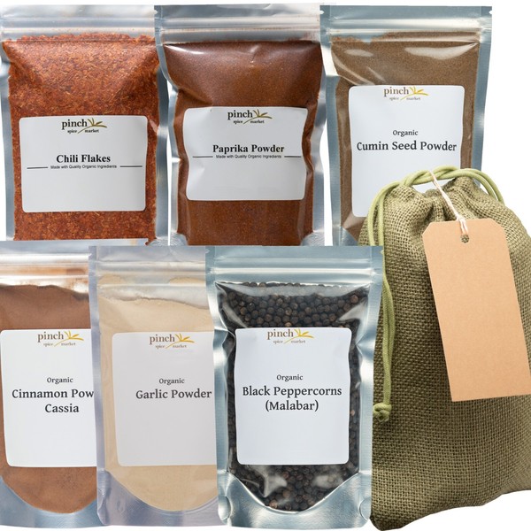 Especias de cocina orgánicas imprescindibles (paquete de 6) especias esenciales de la más alta calidad
