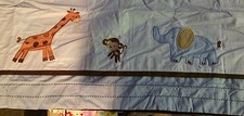 Jayden Window Valance, blue w/ monkey giraffe and elephant
