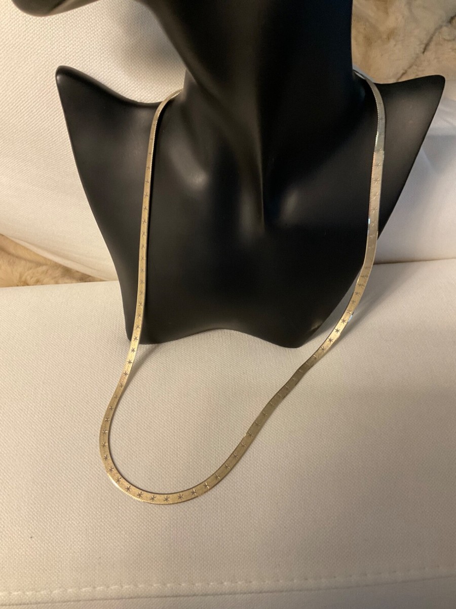 MILOR Italy Gold over 925 SS Textured Herringbone Necklace