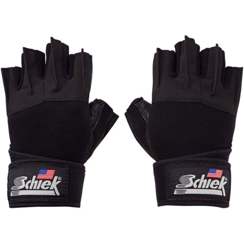 Schiek Sports Platinum 3/4 Finger Wrist Wrap Lifting Gloves - Black/Gray - Picture 1 of 21