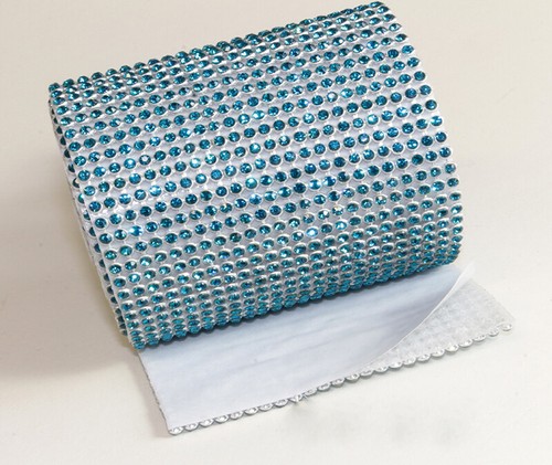 PEACOCK BLUE Mesh Strassband SS8 Borte SELBSTKLEBEND 2cm 6 Reihen Türkisblau - Picture 5 of 42