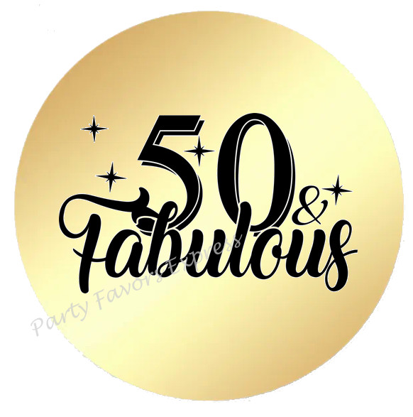 GOLD FOIL 50 & FABULOUS BIRTHDAY ENVELOPE SEALS LABELS STICKERS PARTY FAVORS