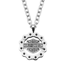 Harley-Davidson Bike Chain Bar Shield Logo Necklace 22" Stainless 256 HSN0028