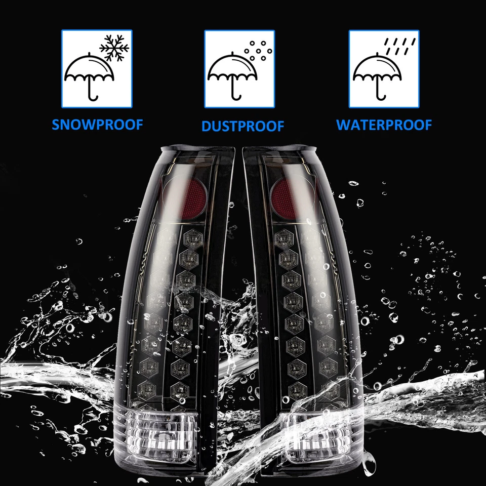 For Chevy GMC 88-99 C1500 C/K 1500-3500 Smoked LED Rear Brake Tail Lights Lamp - Image 4 of 4