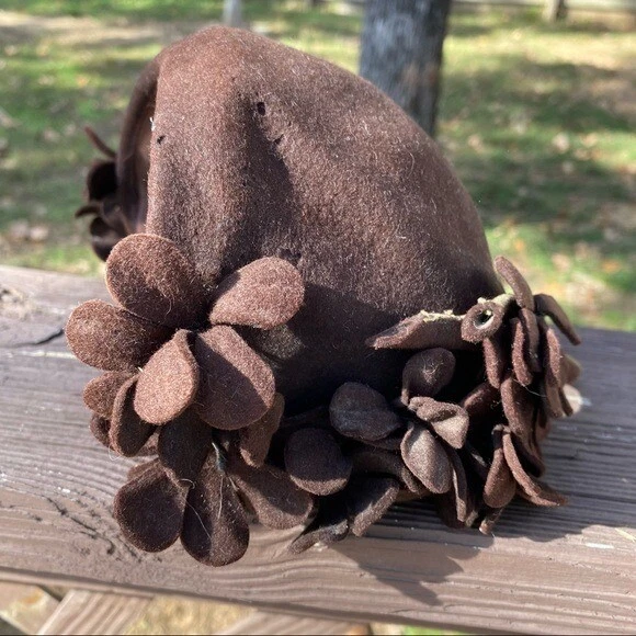 Gorra vintage de 1900 New York Dark Academia marrón floral Foto 2 de 4