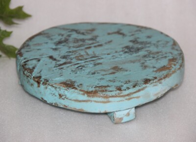 Antique Wooden Chapati Bread Rolling Plate Original Old Hand Carved