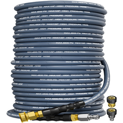 200FT  3/8'' Pressure Washer Hose 4800PSI Kink Resistant Power Hose Quick Connect