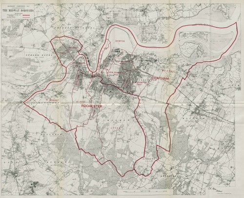 Medway Boroughs Parliamentary. Chatham Rochester. BOUNDARY COMMISSION 1917 map