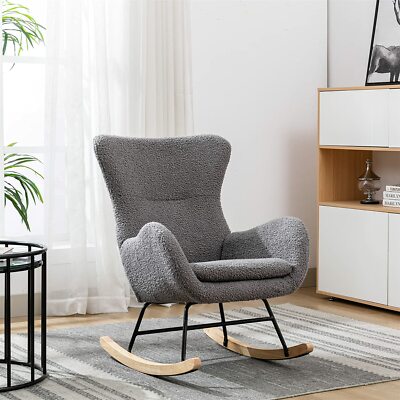 Modern Accent Chair Upholstered Rocking Chair Armchair Comfy Single Sofa Chair