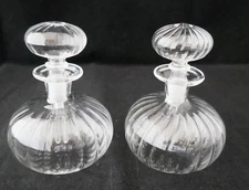 Pair of Delicate Thin Glass Perfume Dresser Bottles with Dabbers