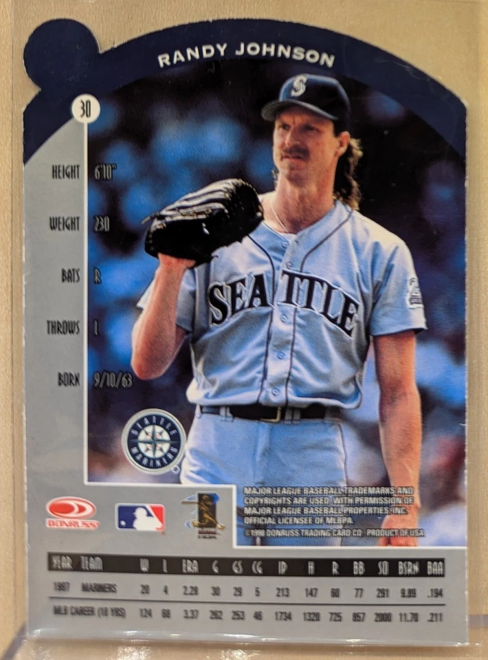 1998 Donruss PREFERRED SEATING #30 Randy Johnson HOF RARE DIE CUT PARALLEL - Image 2 of 2