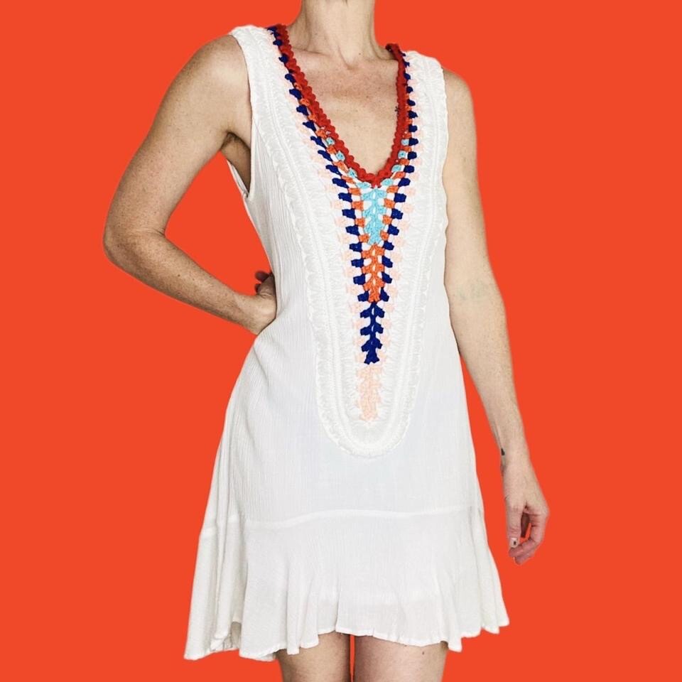 venus white crochet dress VENUS Crochet Bikini Top Cover-Up Dress | White