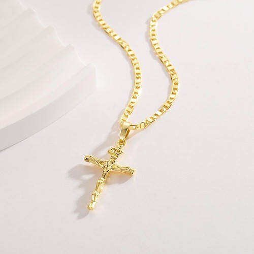 Collana Croce Oro 14K Collane da Donna Crocifisso Collana Oro Croce Pendente... - Foto 6 di 7