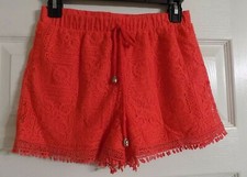Girl's Bright Pink Shorts Size 14 L Pull On Elastic Waist Lace