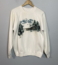 Vintage American Style Double Graphic Crewneck Pullover Sweatshirt Holiday Large
