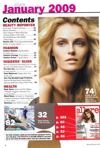 Allure Magazine Eva Mendes Big Makeover Issue Easy Hair Powerful Skin Care 2009 - Picture 2 of 12