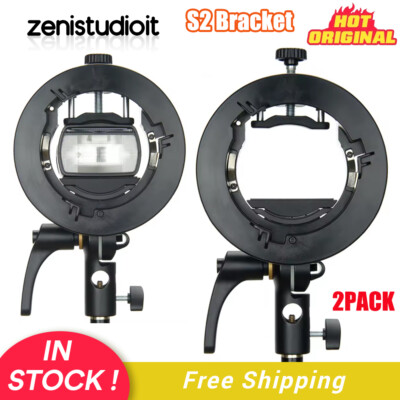US 2*Godox S2 Flash Holder Bracket S-type Bowens Mount Lamp Fr Speedlite Softbox