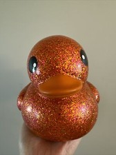 Jumbo Duckie 6" Large Sparkle Glitter Rubber Duck Orange
