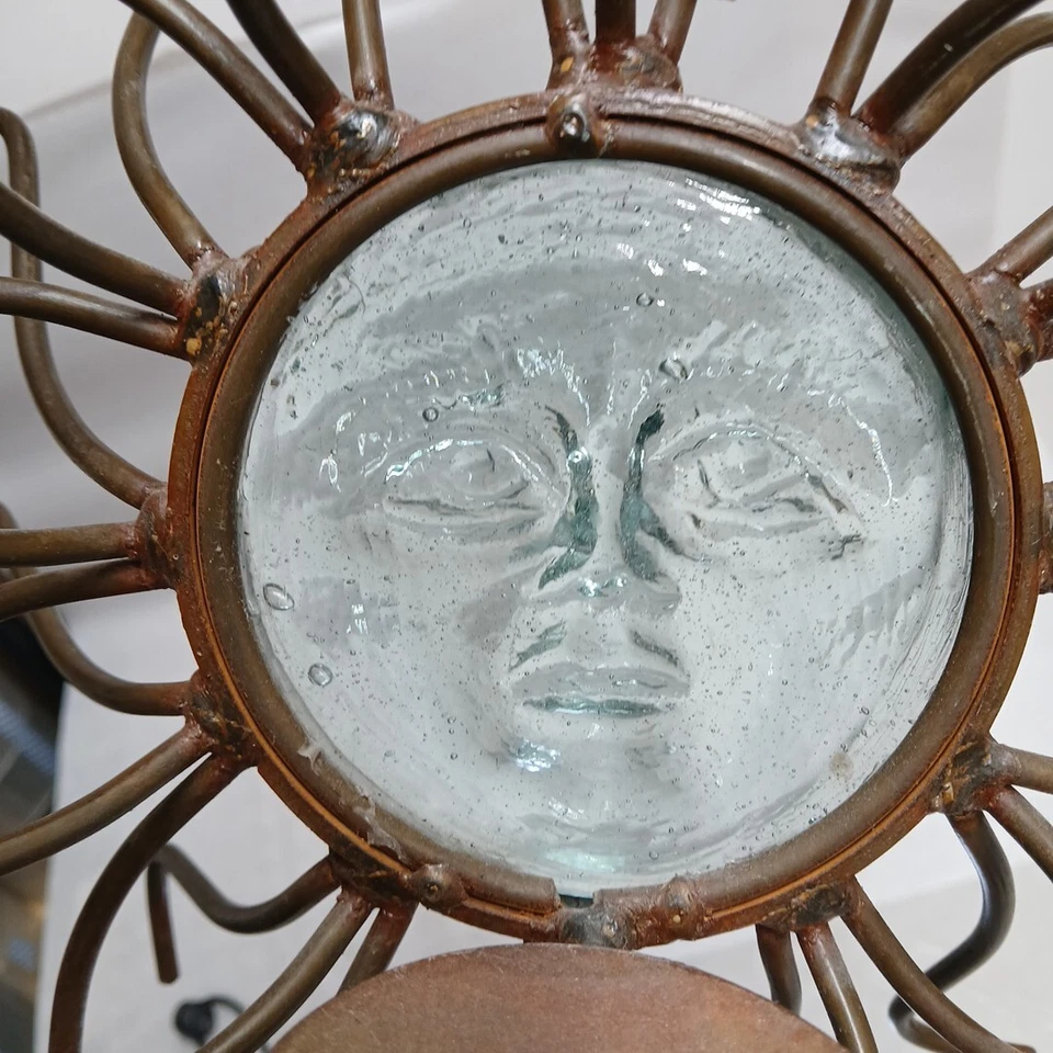 Candelabro de metal rústico de vidrio para sol de 13 x 13 x 8 rayos de acero escritorio independiente Foto 4 de 4