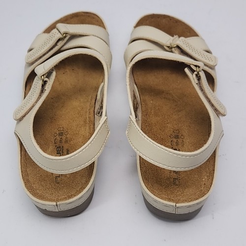 Flexus Spring Step Sandal Shoe Ivory 2" Anatomic Heel Size 10 Adjustable Wedge - Picture 7 of 11