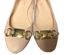 KATE SPADE Phoebe Pale Pink Gold Buckle Leather Ballet Flats Shoes Size 9.5