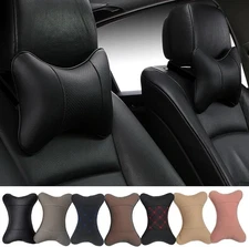 Car Neck Pillows Both Side Pu Leather 2pieces Pack Headrest Fit for Most Cars