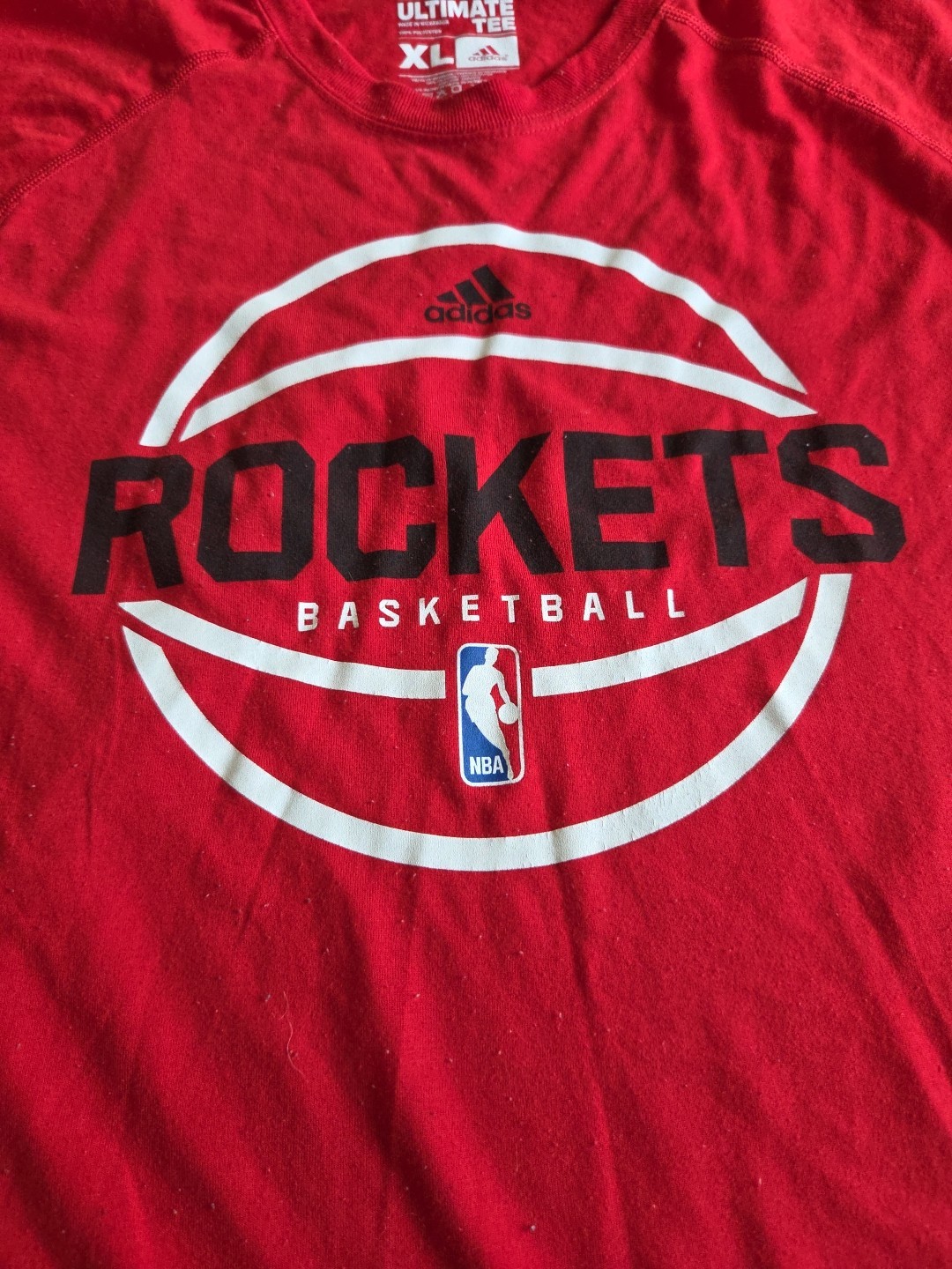 adidas Houston Rockets Ultimate Tee Mens XL Red NBA Performance Basketball Shirt image 2
