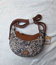 Frye Co Blue Paisley Crescent Shaped Crossbody Bag Adjustable Strap