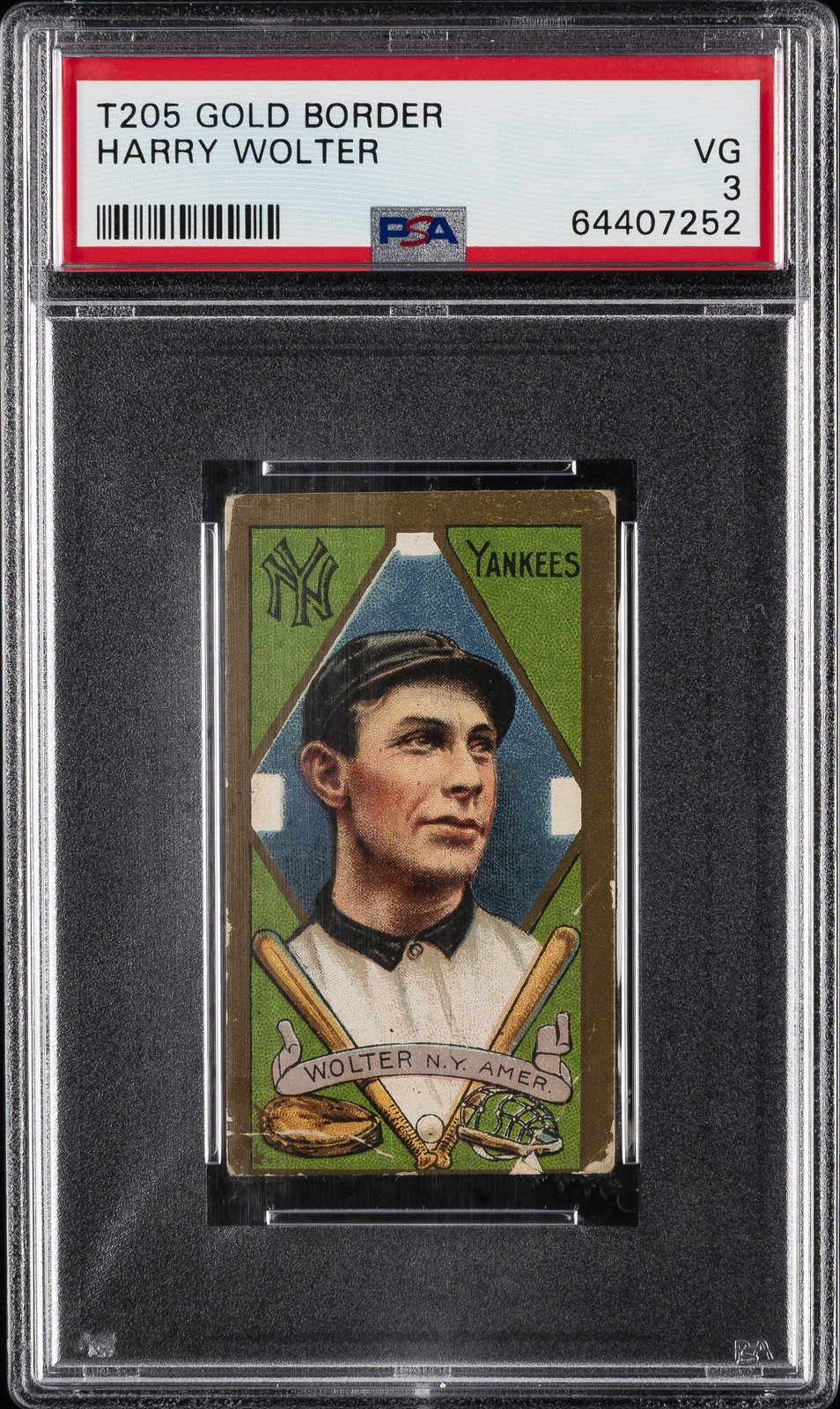 1911 T205 GOLD BORDER HARRY WOLTER PSA 3