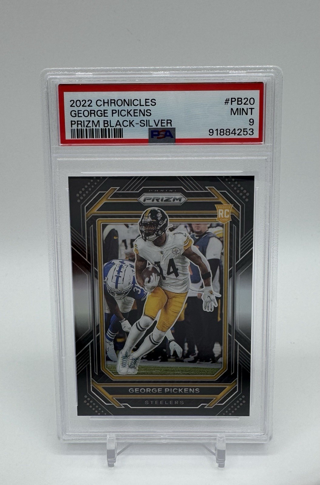2022 Panini Chronicles - Prizm Black Silver #PB-20 George Pickens (RC) PSA 9
