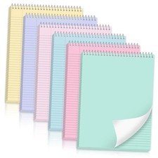 6 Pcs Top Bound Spiral Notebooks 8.5" x 11" College Ruled Aesthetic Pastel