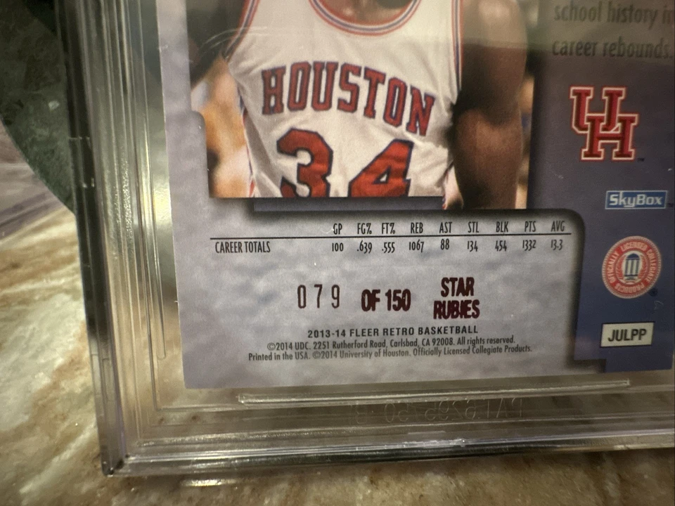 2013-14 Fleer Retro 1996-97 Skybox Premium Hakeem Olajuwon #75 Star Rubies /150 - Image 4 of 4