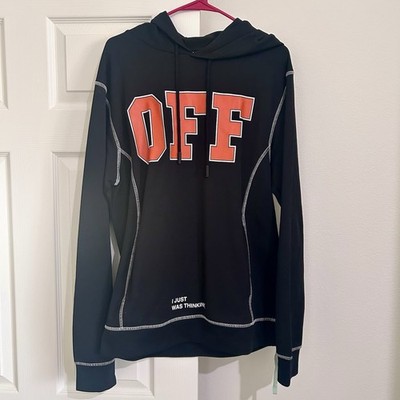 Off-White c/o Virgil Abloh Men s L Black Pullover Hoodie Graphic Logo