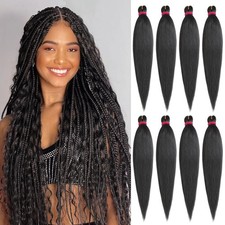 20" 8 Pack 1B Pre-Stretched Yaki Braiding Hair Hot Water Setting Synthetic