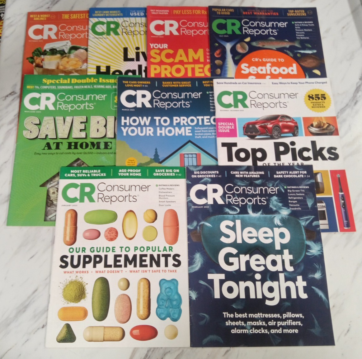 Consumer Reports Magazine - 9 Issues From 2023 (No Auto Issue)
