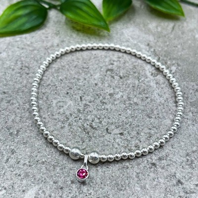 Sterling Silber Stapelarmband OKTOBER Swarovski rosa Turmalin Geburtsstein