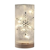 LED Deko Licht Eiskristall Schneeflocke Weiß H. 20Cm Aus Glas Mit Timer Formano