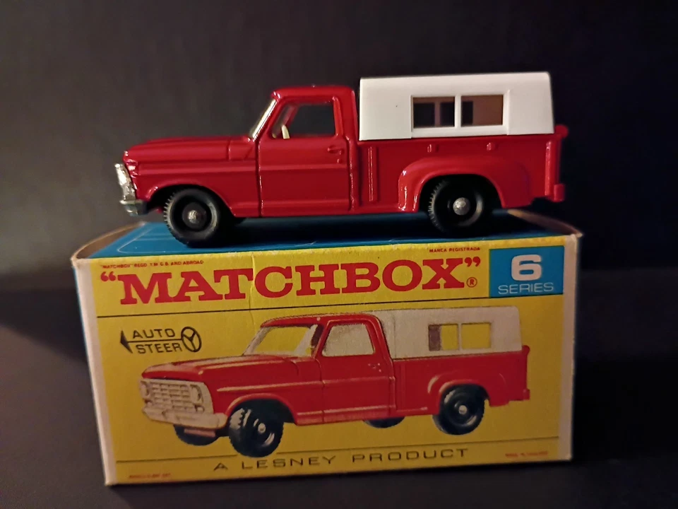 Matchbox #6D Ford Pickup Truck 1968 In Crisp Original F1 Script Box - Image 2 of 4