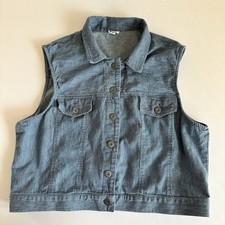 Vintage FSTOP Blue Cotton Denim Vest XL Made in USA Button Front