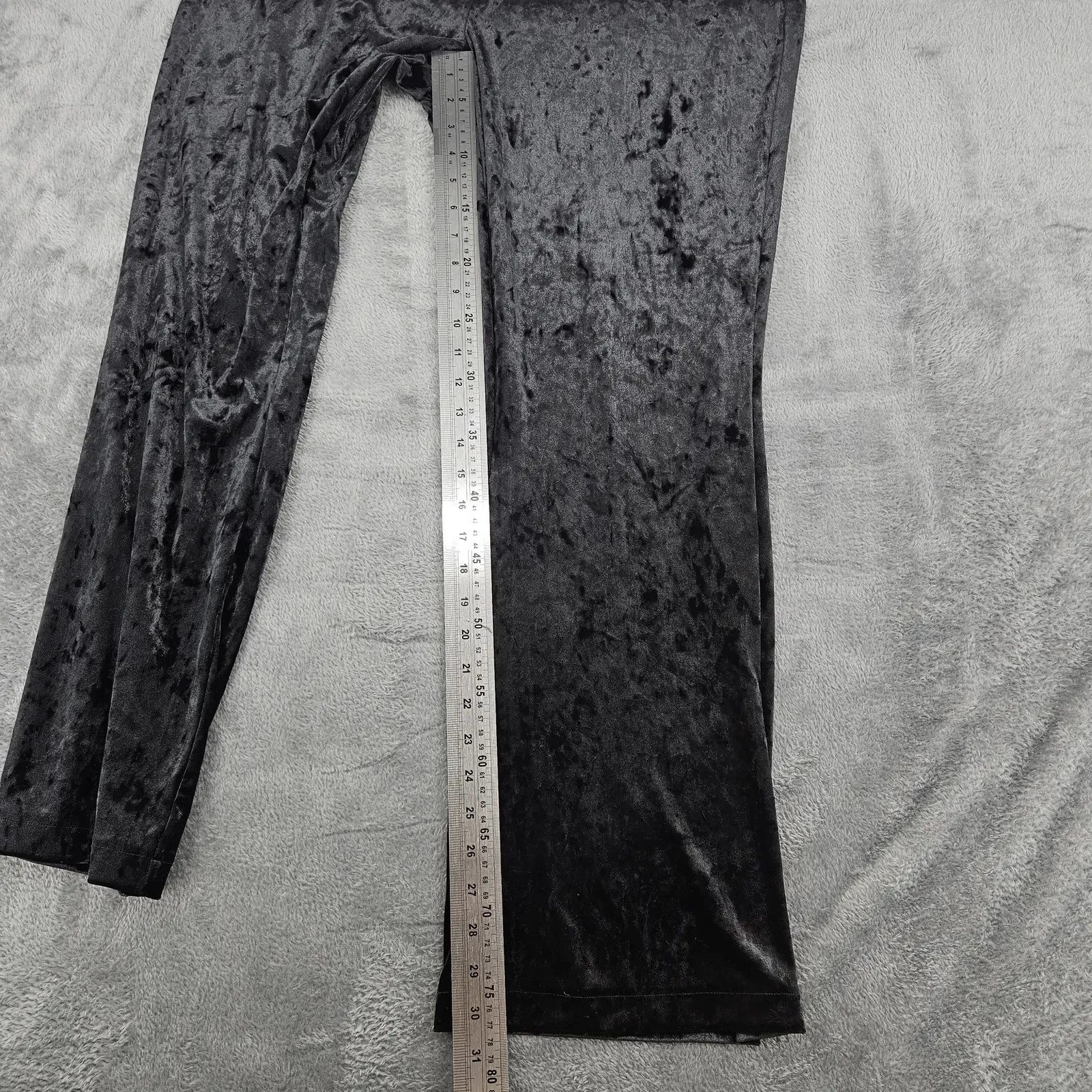 M&S Womens Velvet Trousers UK 20 Regular Black Slim Flare Stretch Party image 2