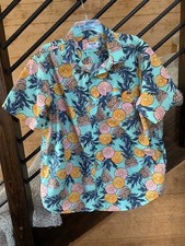 Hurley Bahia Tropical Button Up Shirt Men Large Pineapple Floral Short Sleeve